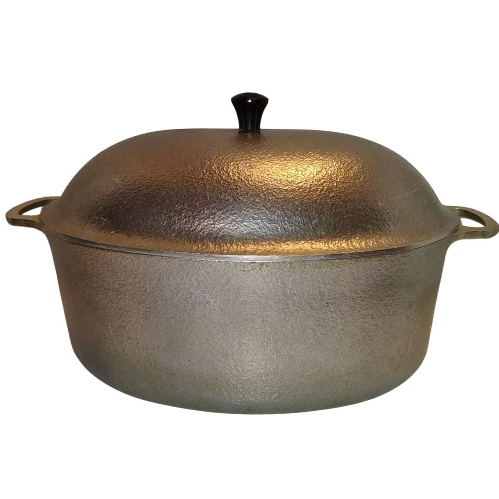 Vintage Club Aluminum Hammercraft Oval Dutch Oven Roaster with Lid Silver 6qt